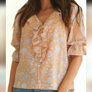 Paneros Sweet Blouse Chloe Top Peach Poppy Garden XS